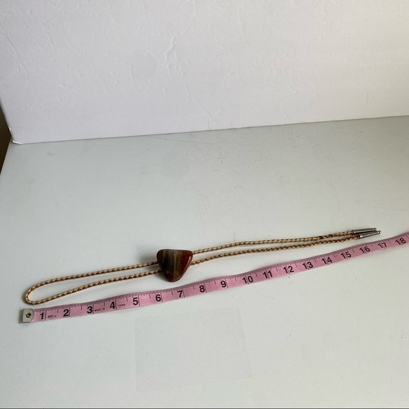Vintage Agate Bolo Tie Western Southwest Rockabilly Cowboy Brown Red Unisex Mens - Picture 7 of 11